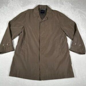 Brooks Brothers Men Trench Coat Size L Brown Overcoat Made in USA Button Closure